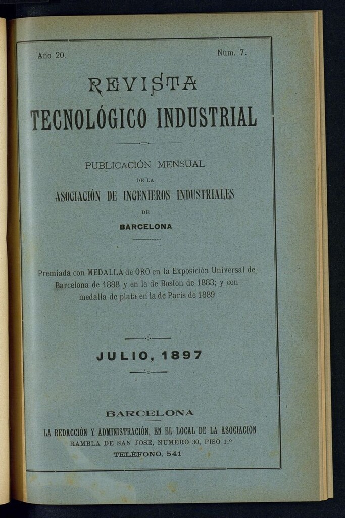 Miniatura de Revista Tecnológico Industrial de julio de 1897