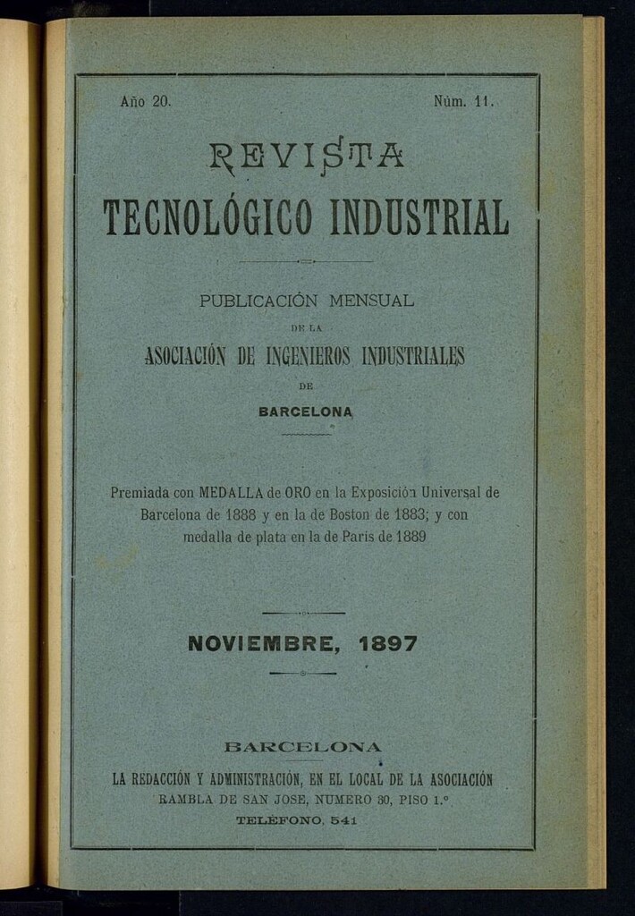 Miniatura de Revista Tecnológico Industrial de noviembre de 1897