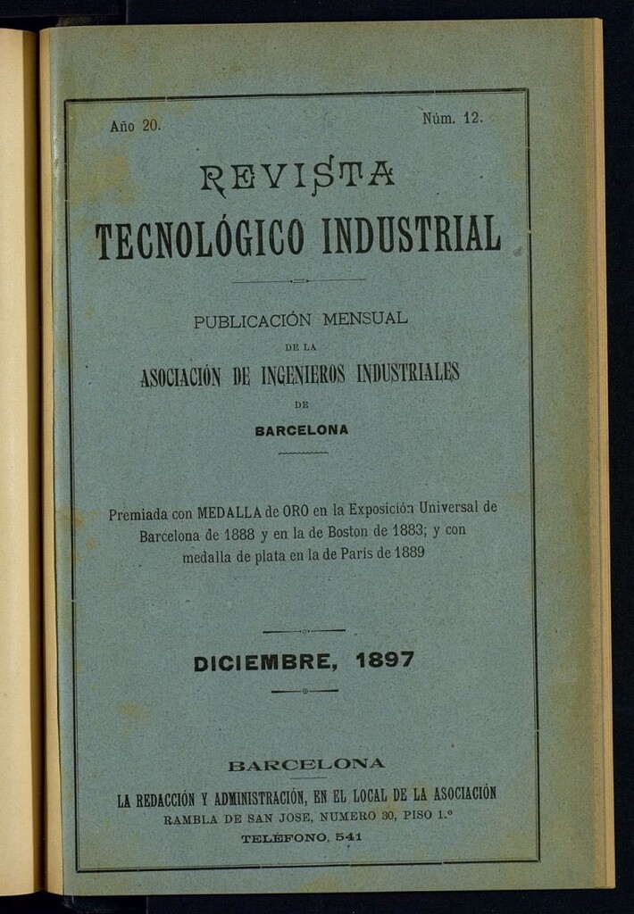 Miniatura de Revista Tecnológico Industrial de diciembre de 1897