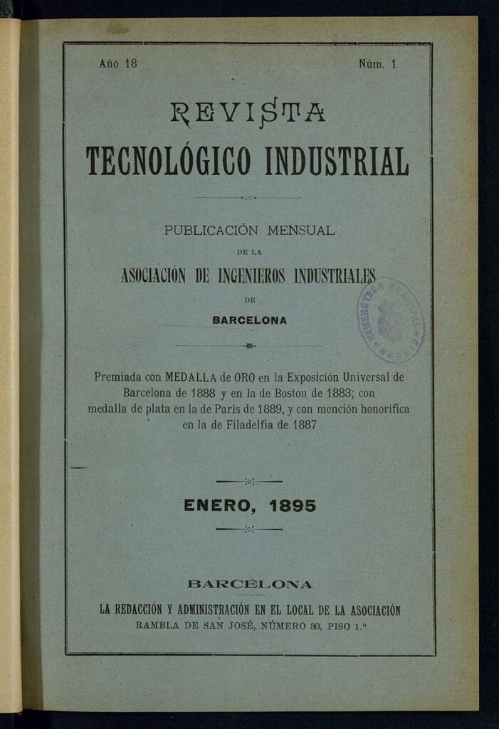 Miniatura de Revista Tecnológico Industrial de enero de 1895