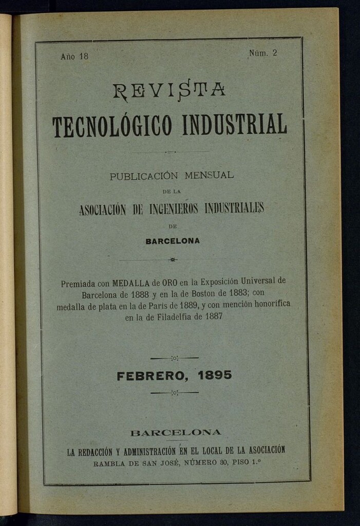 Miniatura de Revista Tecnológico Industrial de febrero de 1895