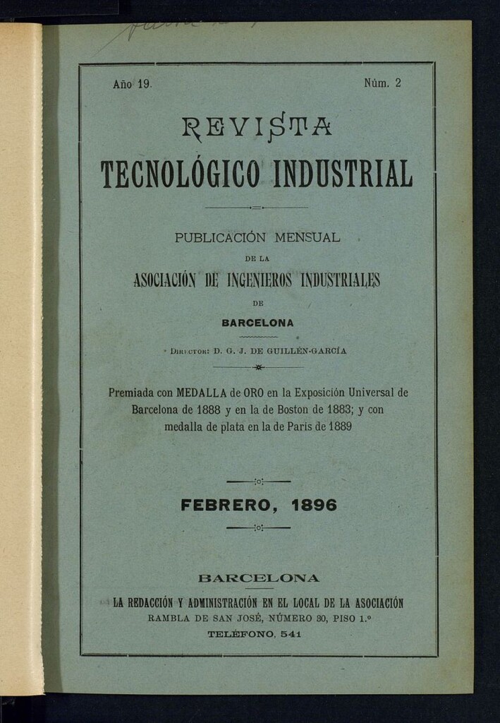 Miniatura de Revista Tecnológico Industrial de febrero de 1896