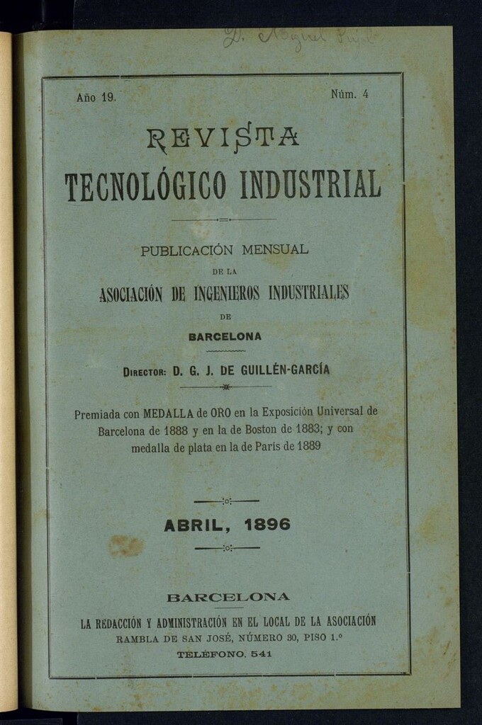 Miniatura de Revista Tecnológico Industrial de abril de 1896