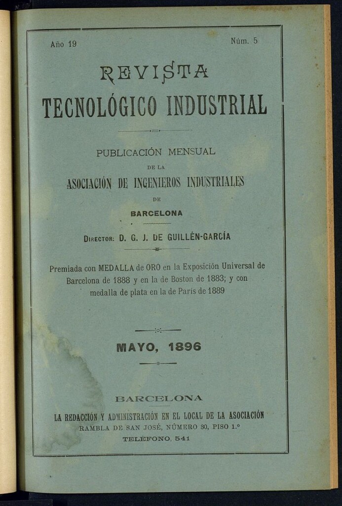 Miniatura de Revista Tecnológico Industrial de mayo de 1896