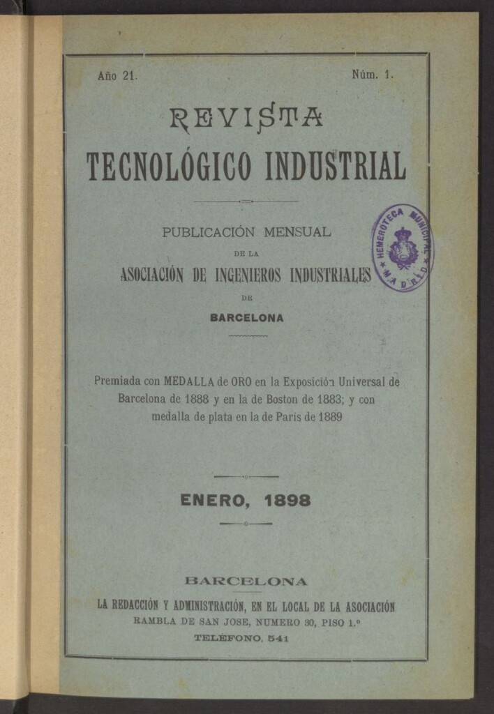 Miniatura de Revista Tecnológico Industrial de enero de 1898