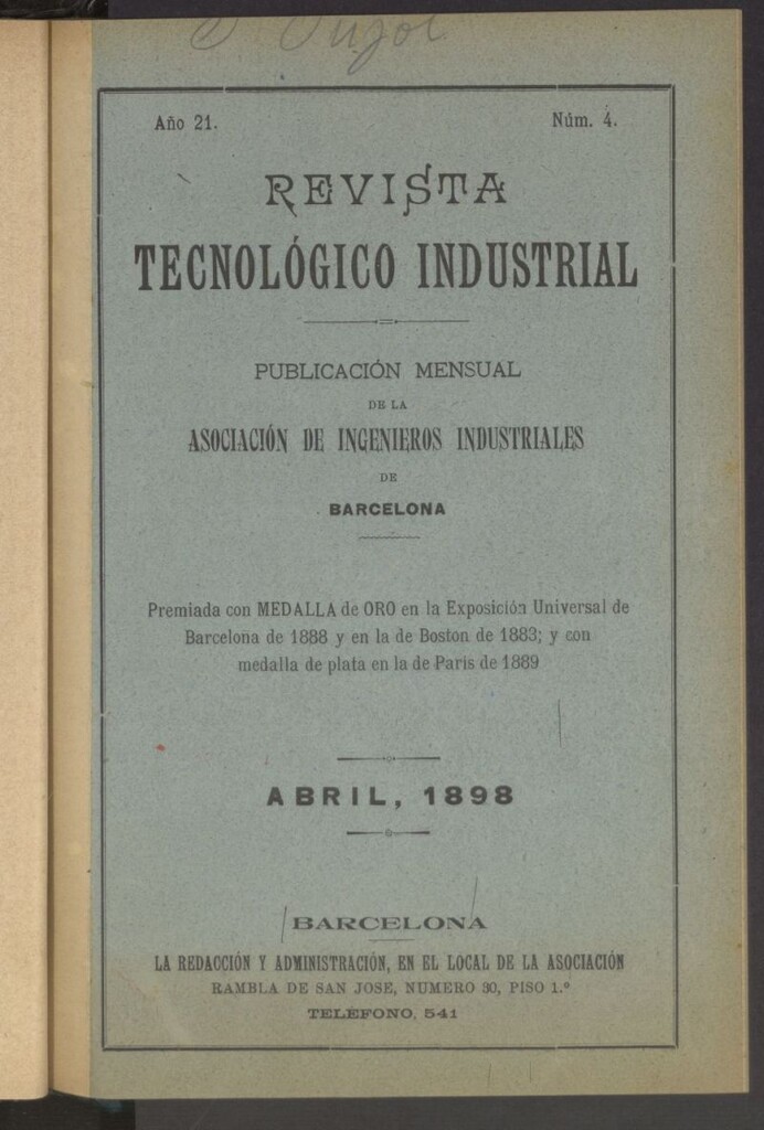 Miniatura de Revista Tecnológico Industrial de abril de 1898