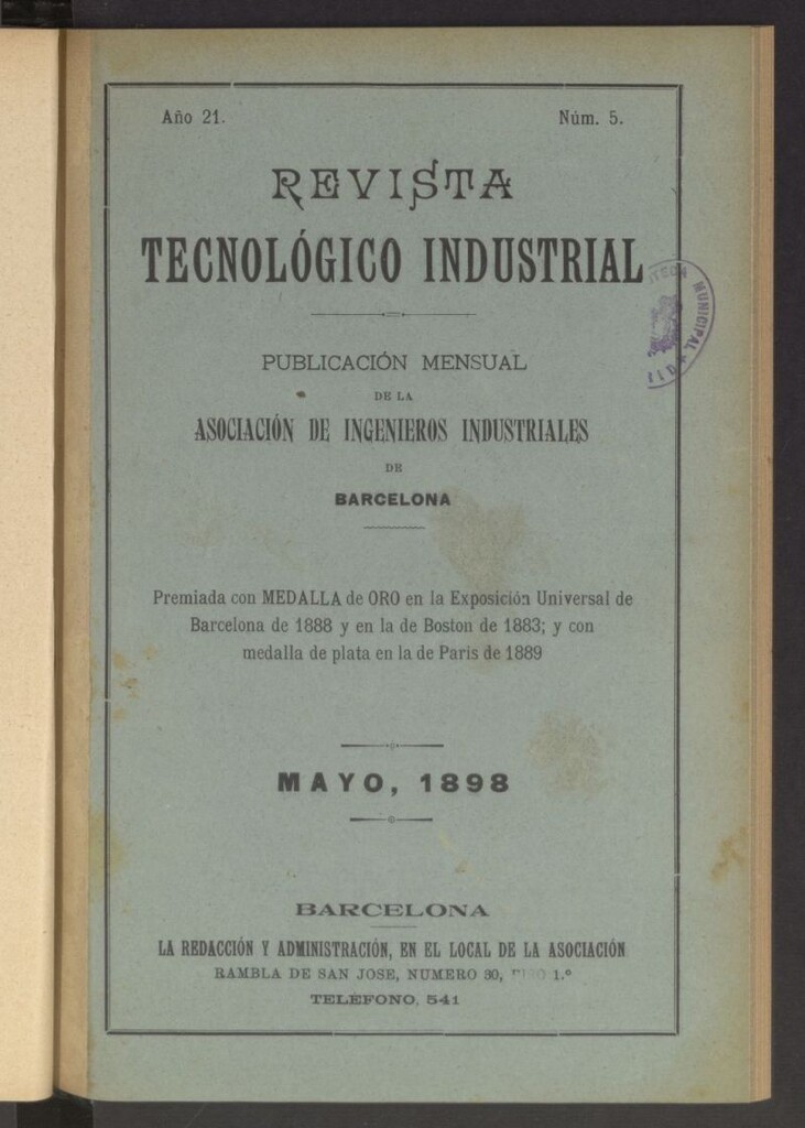 Miniatura de Revista Tecnológico Industrial de mayo de 1898