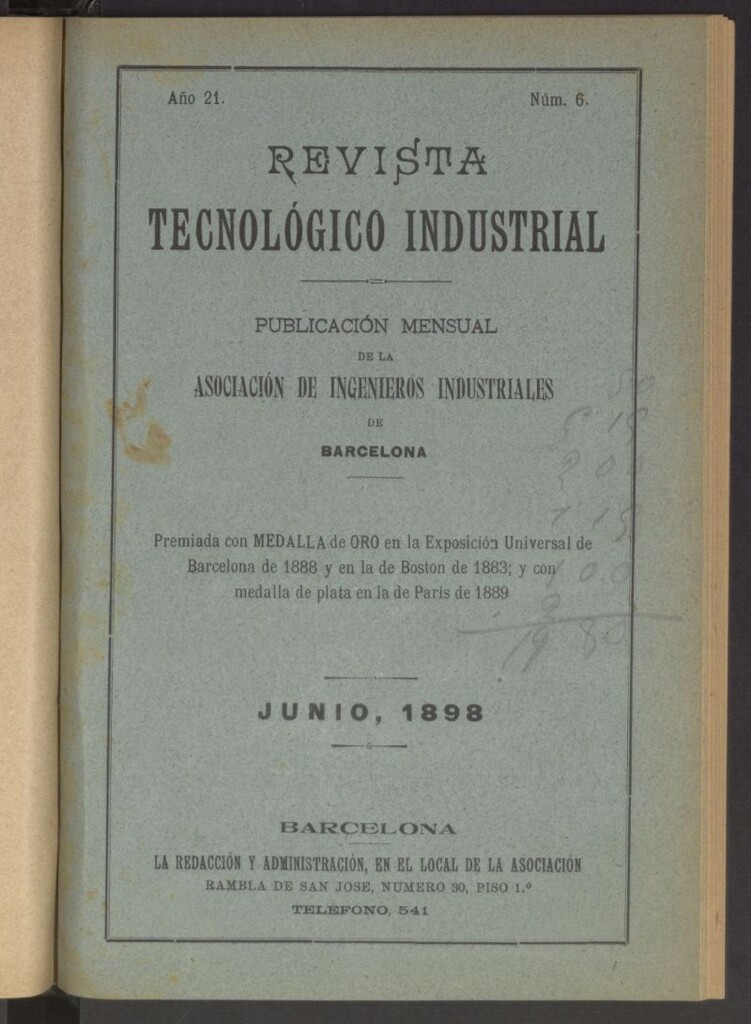 Miniatura de Revista Tecnológico Industrial de junio de 1898