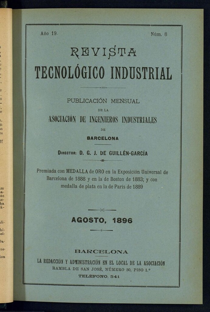 Miniatura de Revista Tecnológico Industrial de agosto de 1896