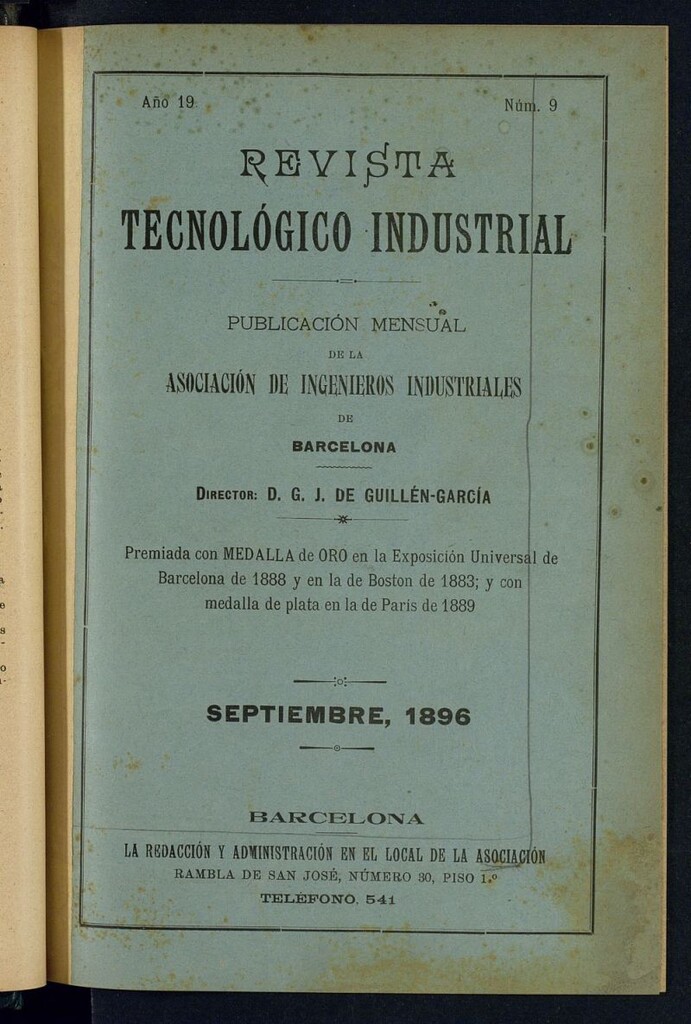 Miniatura de Revista Tecnológico Industrial de septiembre de 1896