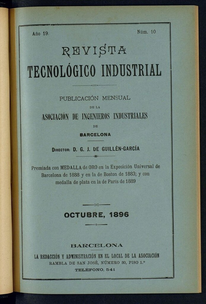 Miniatura de Revista Tecnológico Industrial de octubre de 1896