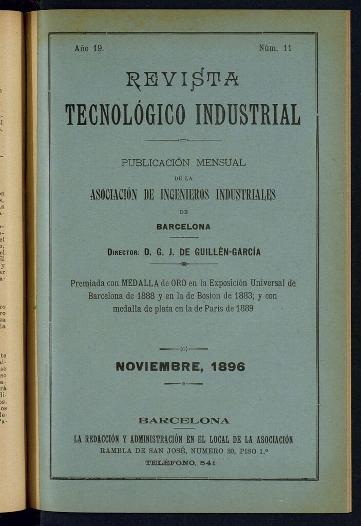 Miniatura de Revista Tecnológico Industrial de noviembre de 1896
