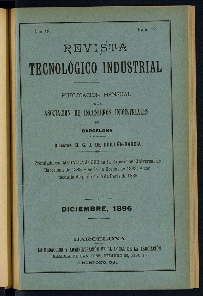 Miniatura de Revista Tecnológico Industrial de diciembre de 1896