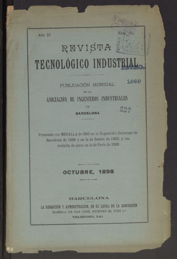 Miniatura de Revista Tecnológico Industrial de octubre de 1898
