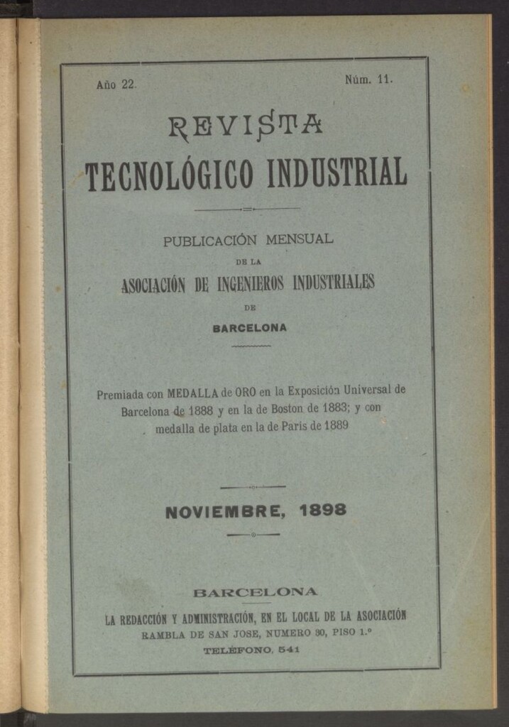Miniatura de Revista Tecnológico Industrial de noviembre de 1898