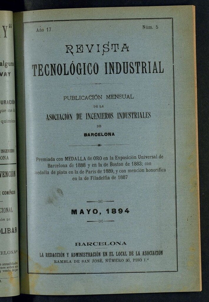 Miniatura de Revista Tecnológico Industrial de mayo de 1894