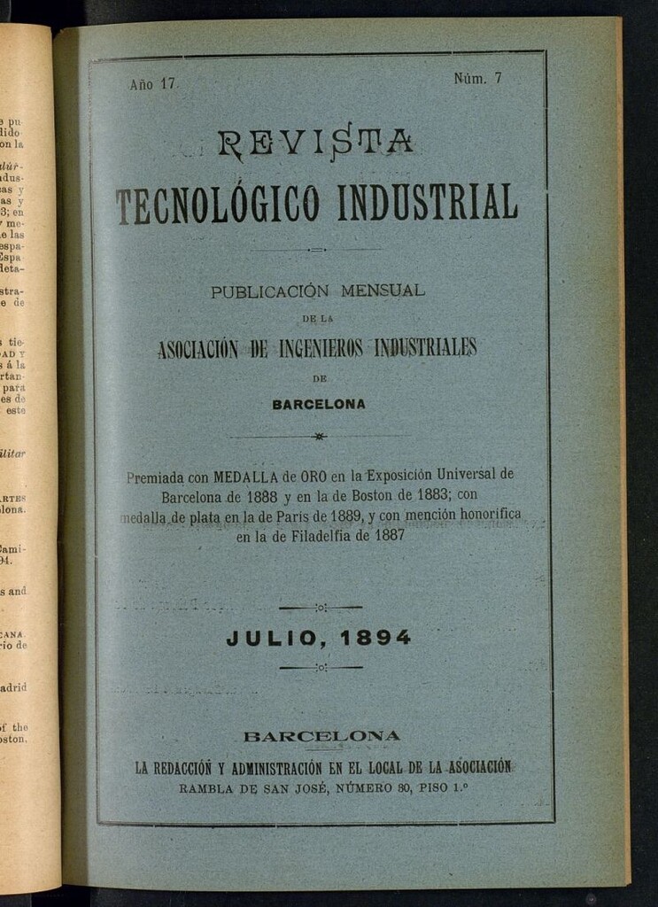 Miniatura de Revista Tecnológico Industrial de julio de 1894