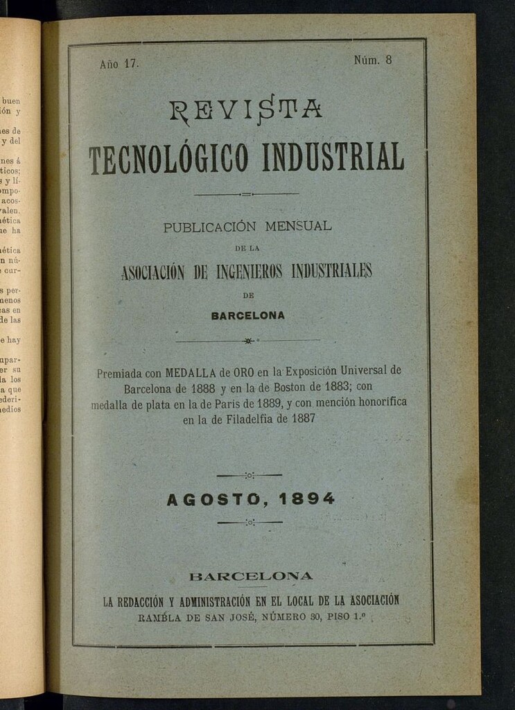 Miniatura de Revista Tecnológico Industrial de agosto de 1894