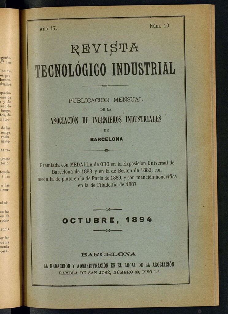 Miniatura de Revista Tecnológico Industrial de octubre de 1894