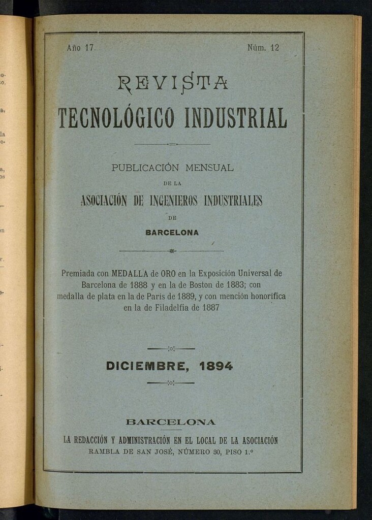 Miniatura de Revista Tecnológico Industrial de diciembre de 1894