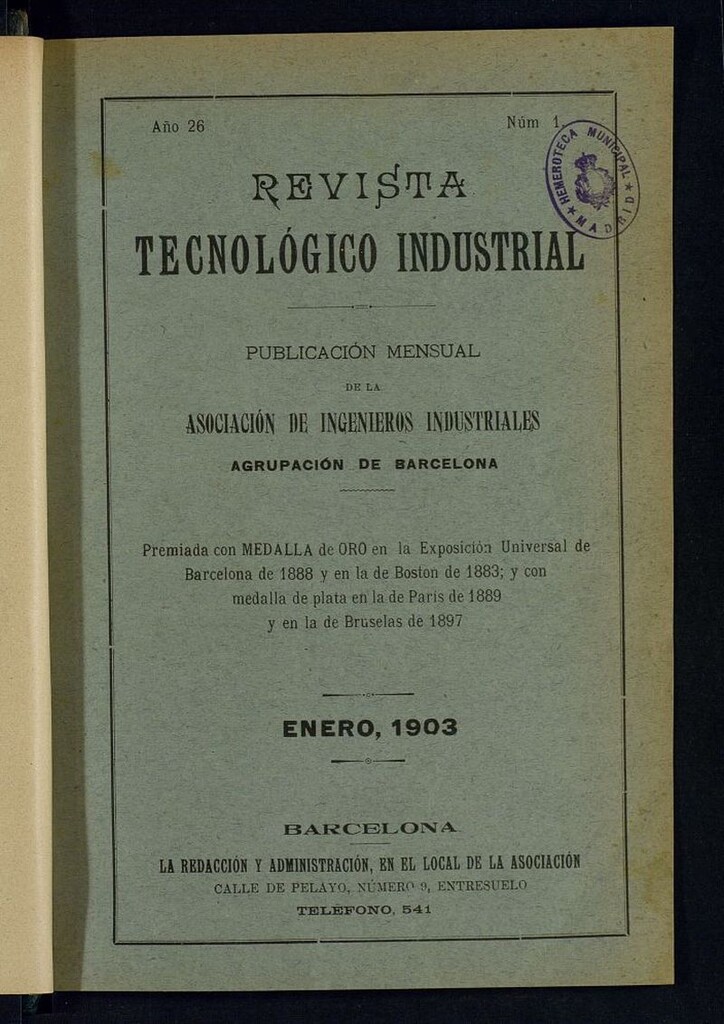 Miniatura de Revista Tecnológico Industrial de enero de 1903