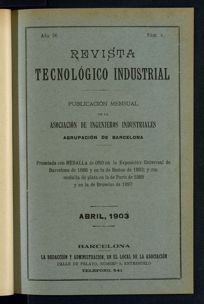 Miniatura de Revista Tecnológico Industrial de abril de 1903