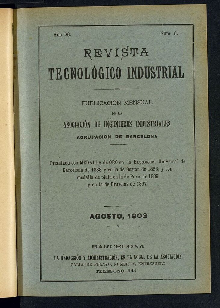 Miniatura de Revista Tecnológico Industrial de agosto de 1903