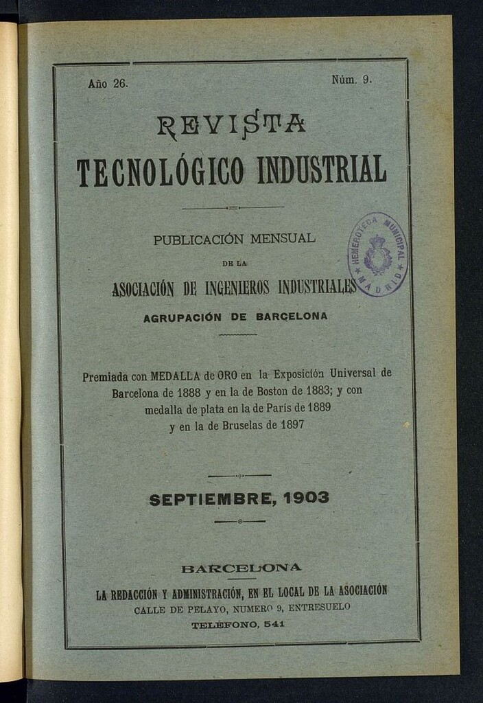 Miniatura de Revista Tecnológico Industrial de septiembre de 1903