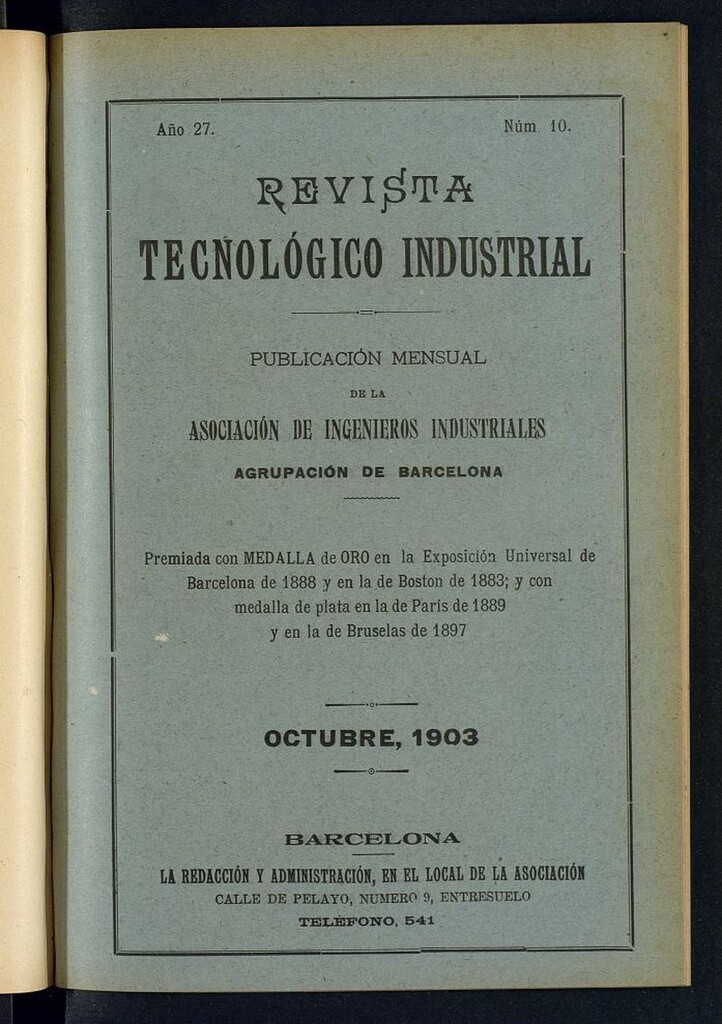 Miniatura de Revista Tecnológico Industrial de octubre de 1903