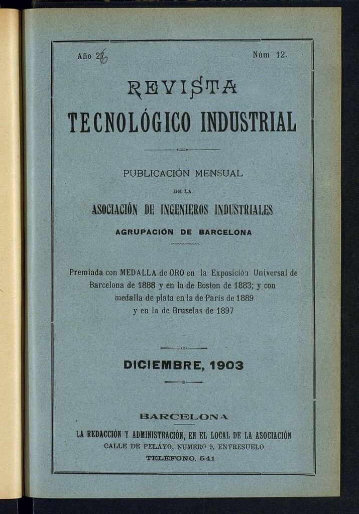 Miniatura de Revista Tecnológico Industrial de diciembre de 1903