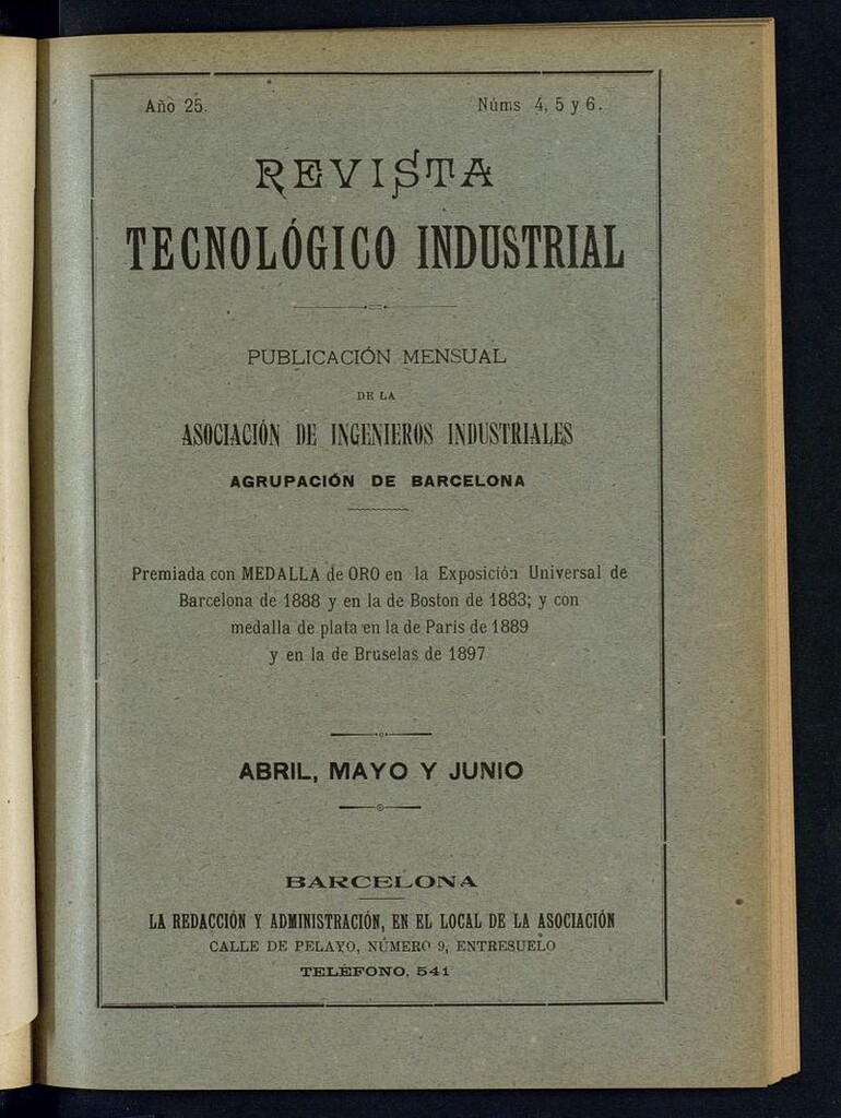 Miniatura de Revista Tecnológico Industrial de abril, mayo y junio de 1902