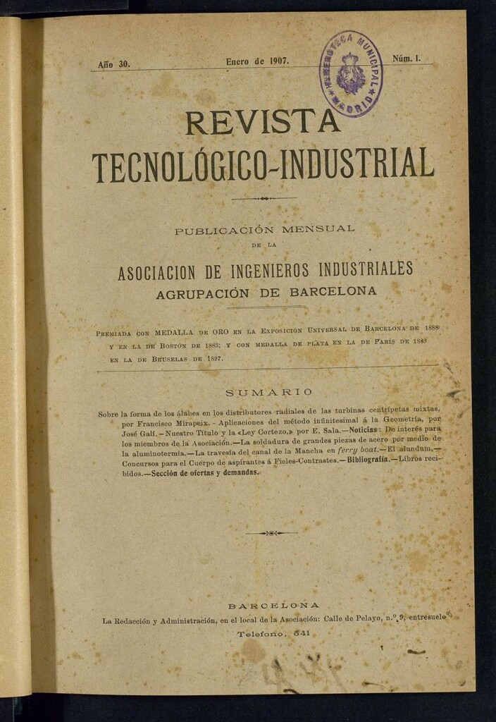 Miniatura de Revista Tecnológico Industrial de enero de 1907