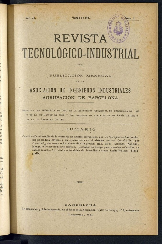 Miniatura de Revista Tecnológico Industrial de marzo de 1907