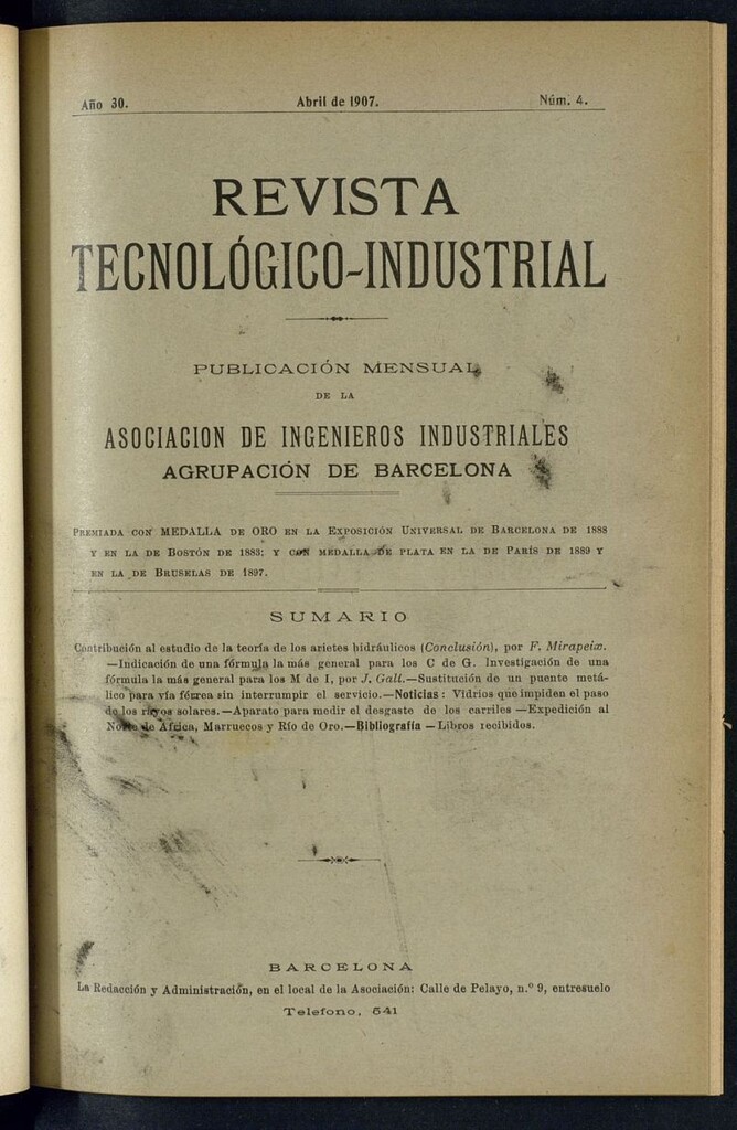 Miniatura de Revista Tecnológico Industrial de abril de 1907