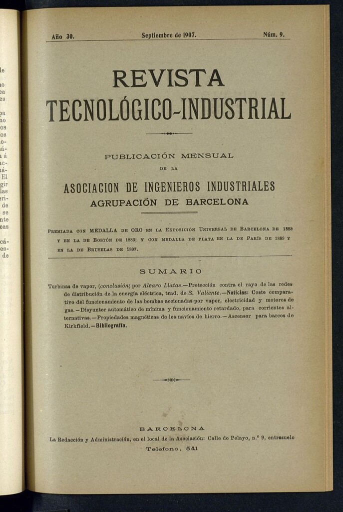 Miniatura de Revista Tecnológico Industrial de septiembre de 1907