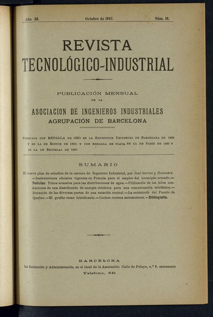 Miniatura de Revista Tecnológico Industrial de octubre de 1907