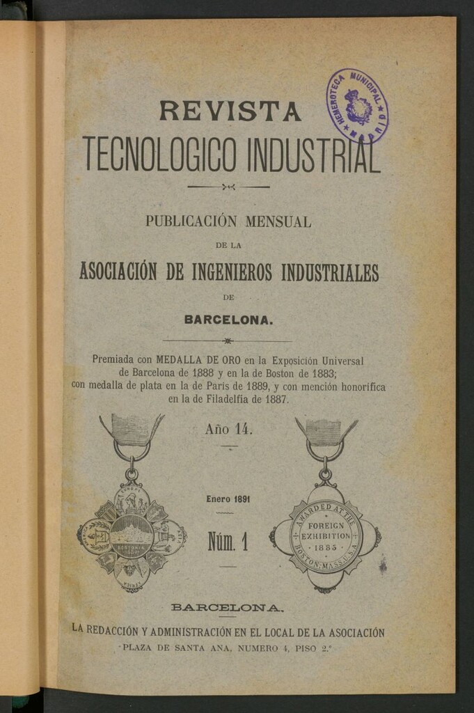Miniatura de Revista Tecnológico Industrial de enero de 1891