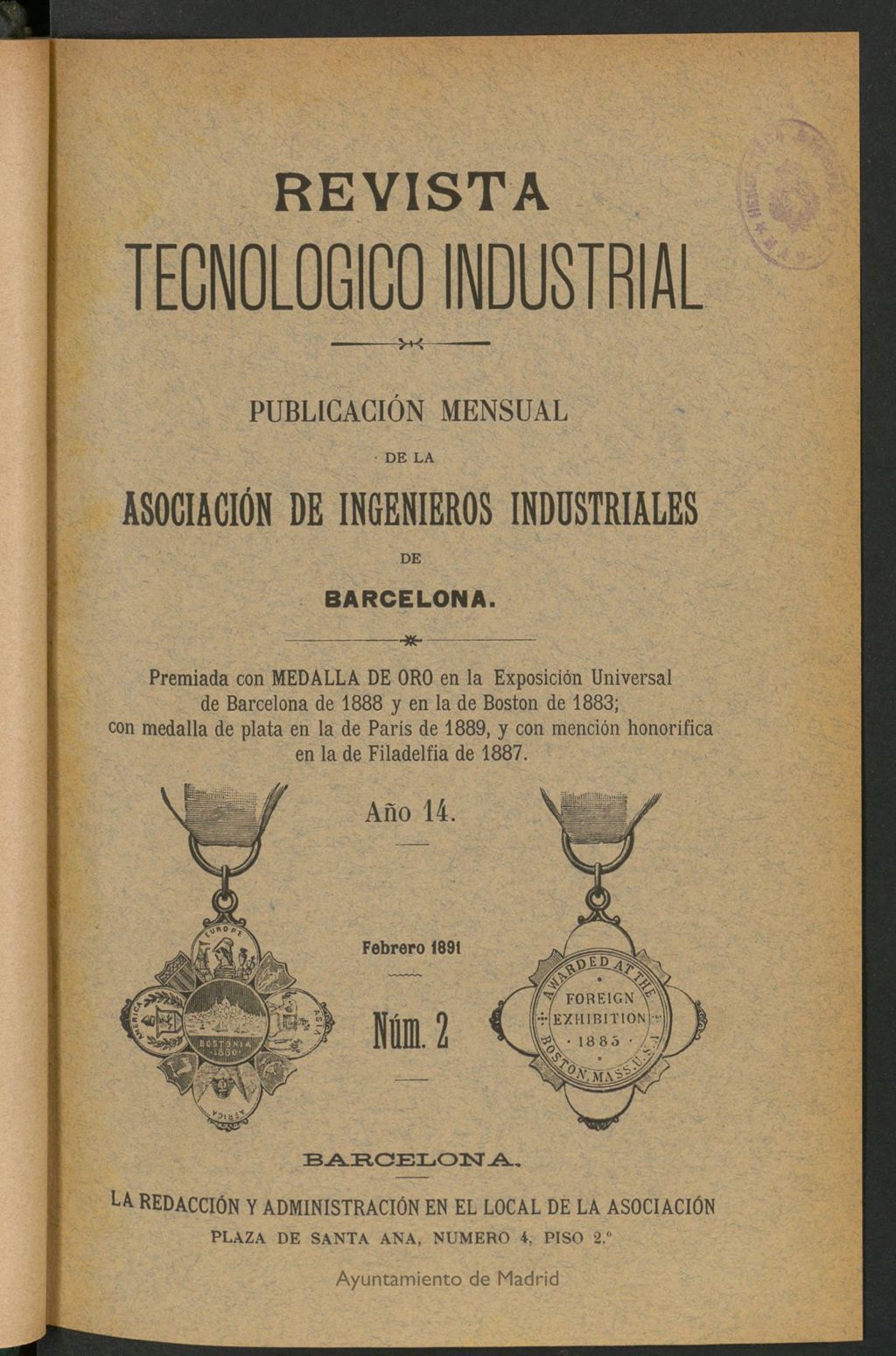 Miniatura de Revista Tecnológico Industrial de febrero de 1891