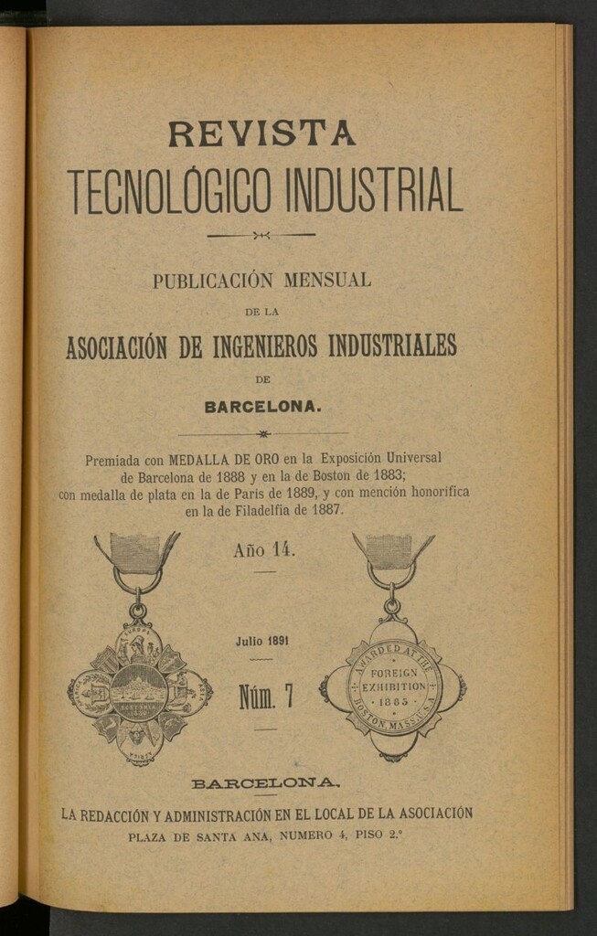 Miniatura de Revista Tecnológico Industrial de julio de 1891