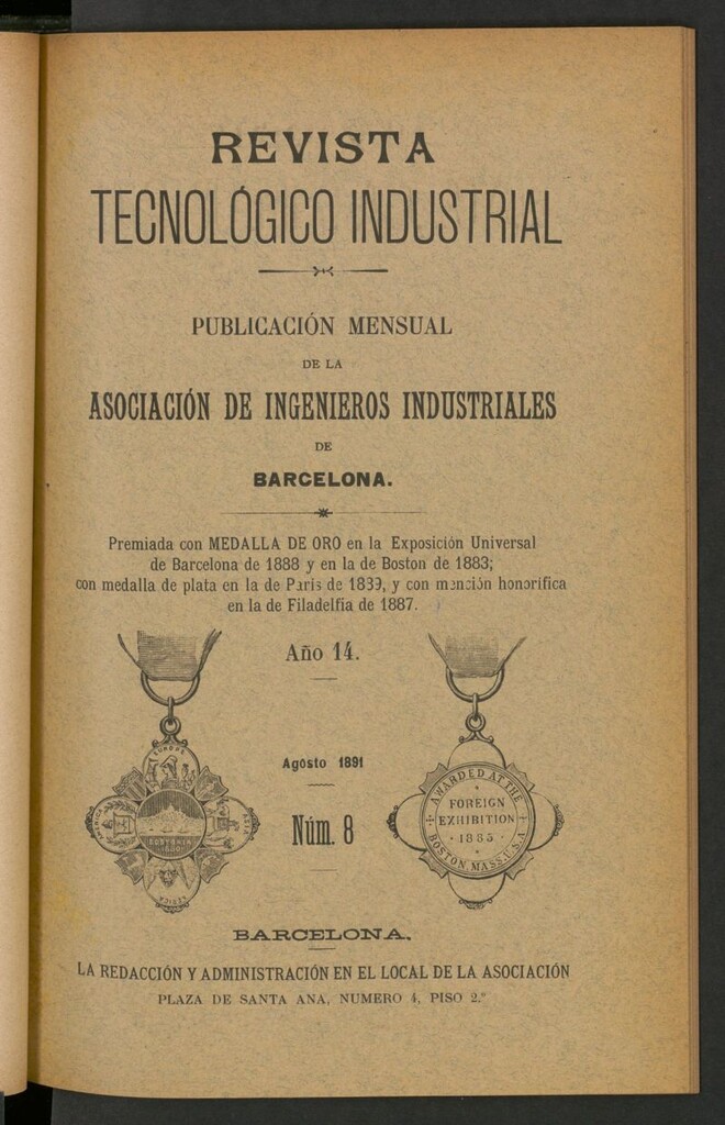 Miniatura de Revista Tecnológico Industrial de agosto de 1891