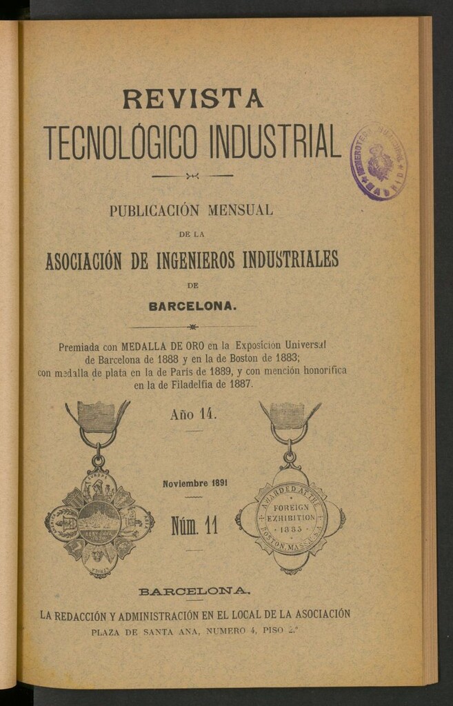 Miniatura de Revista Tecnológico Industrial de noviembre de 1891