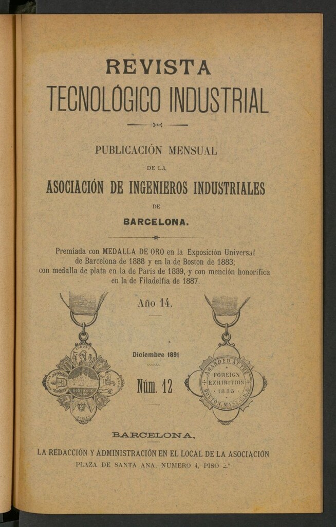 Miniatura de Revista Tecnológico Industrial de diciembre de 1891
