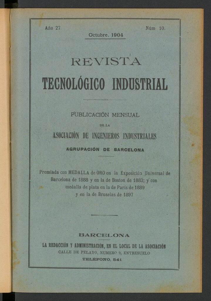 Miniatura de Revista Tecnológico Industrial de octubre de 1904