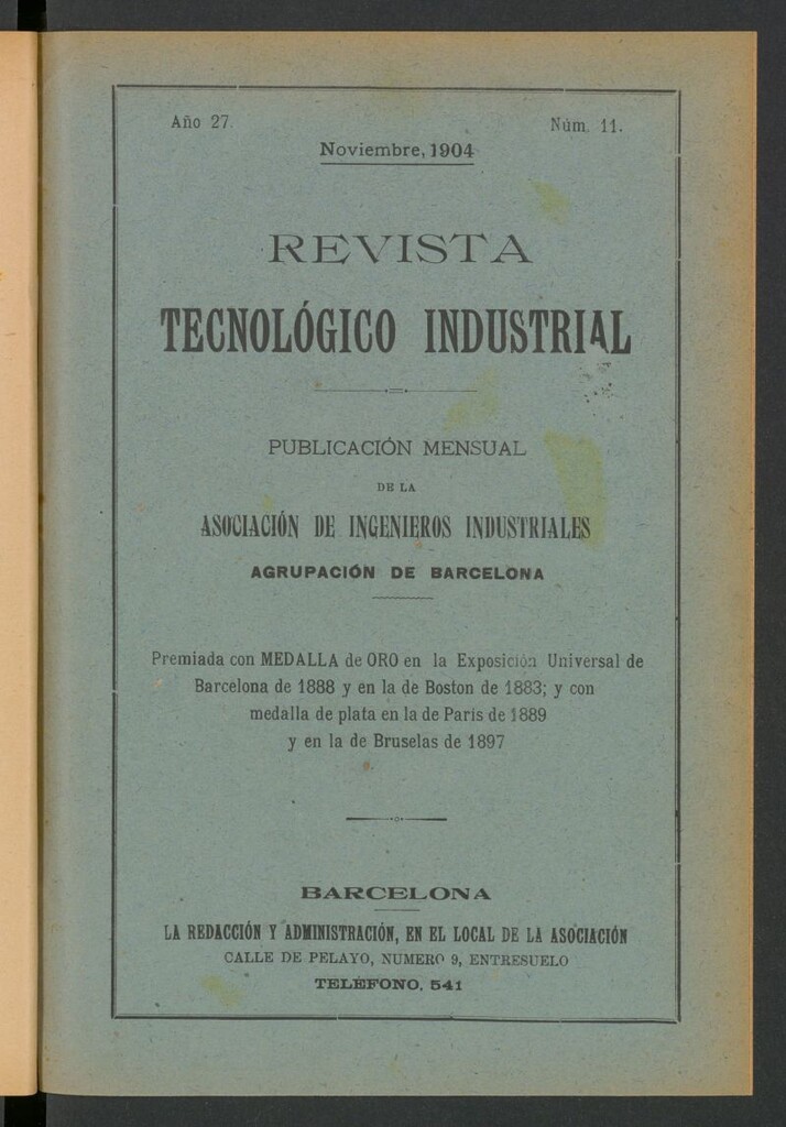 Miniatura de Revista Tecnológico Industrial de noviembre de 1904