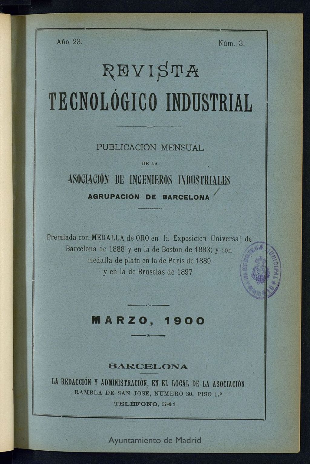 Miniatura de Revista Tecnológico Industrial de marzo de 1900