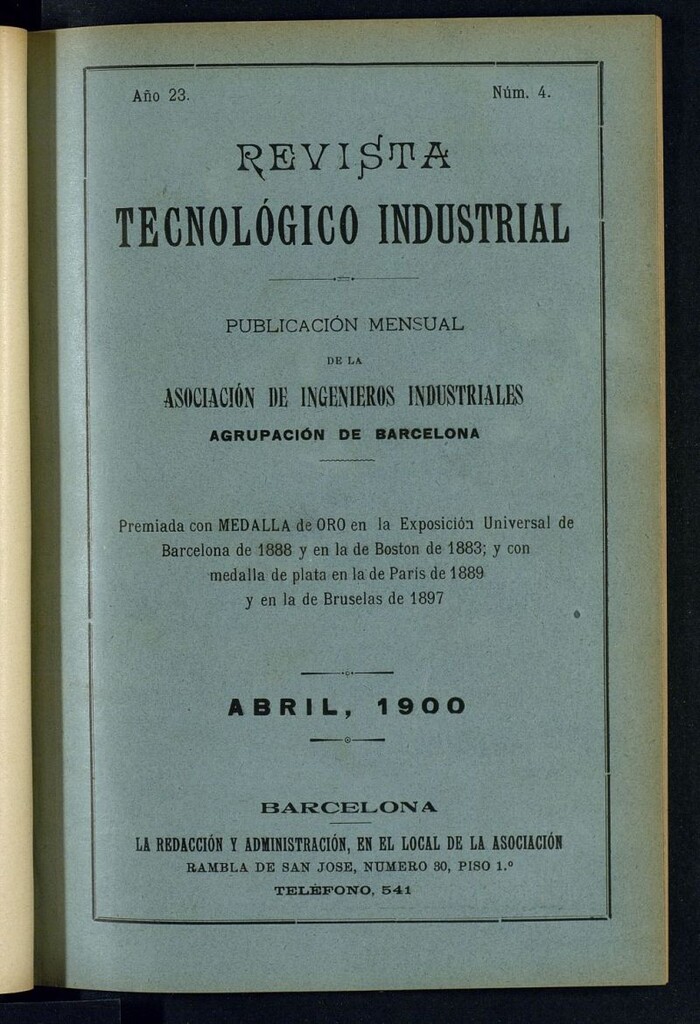 Miniatura de Revista Tecnológico Industrial de abril de 1900
