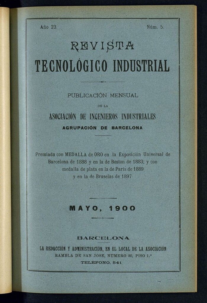 Miniatura de Revista Tecnológico Industrial de mayo de 1900