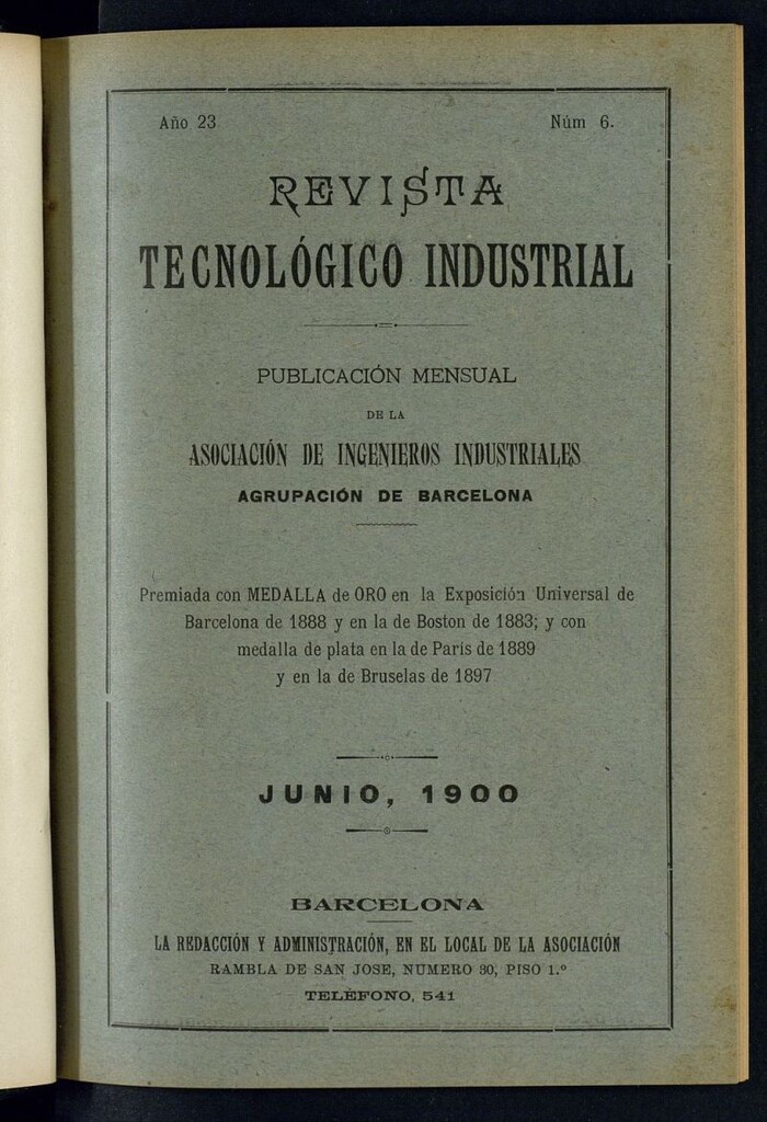 Miniatura de Revista Tecnológico Industrial de junio de 1900