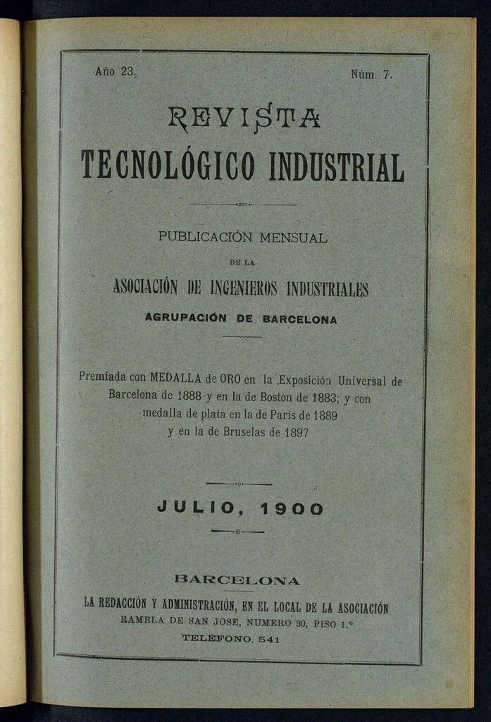Miniatura de Revista Tecnológico Industrial de julio de 1900