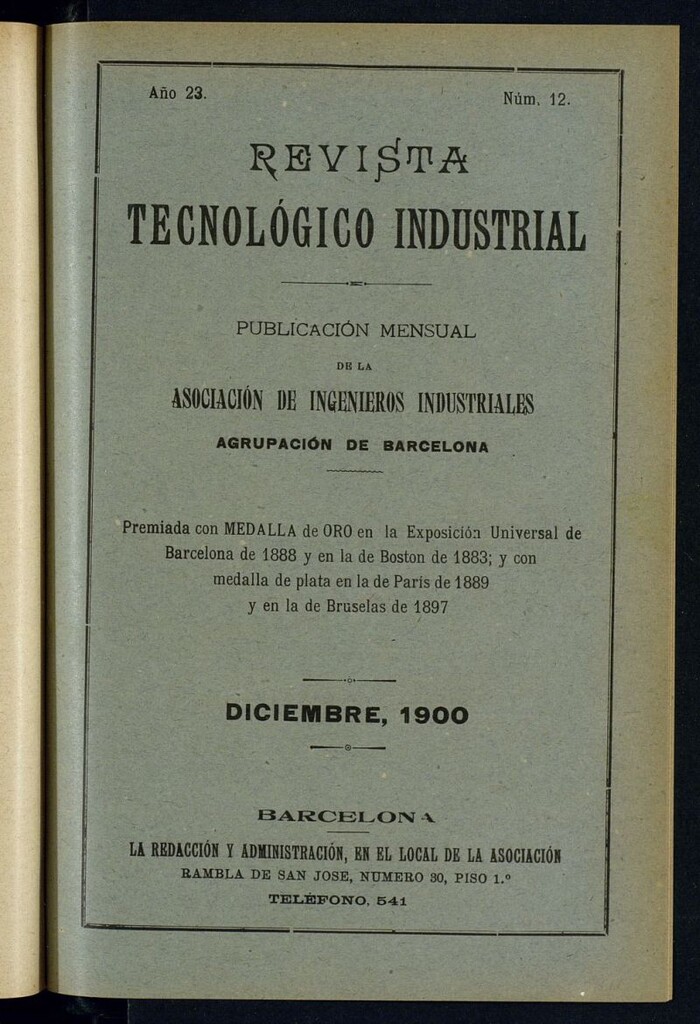 Miniatura de Revista Tecnológico Industrial de diciembre de 1900